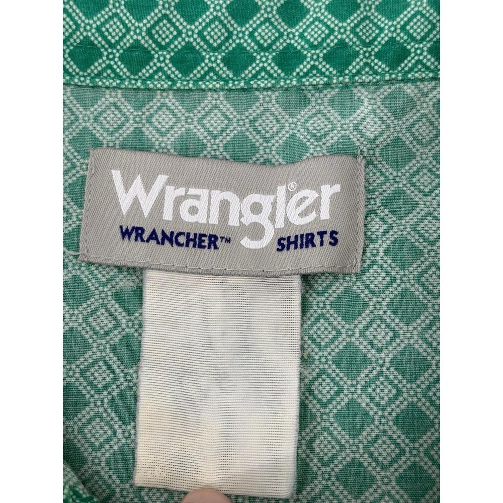 Wrangler Wrancher, Green Diamonds, Pearl Snaps SS Button Down, Sz 3XL S231 - Picture 4 of 8